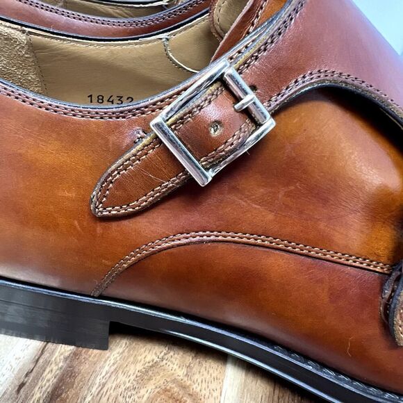 MAGNANNI PALMER Loafers Mens 9.5 M Brown Double Monk Strap Leather Made In Spain - Picture 12 of 12